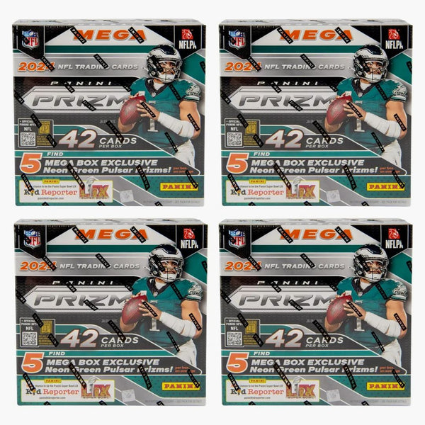 2024 Panini Prizm Nfl Mega Box (neon Green Pulsar Prizms) 4x Lot
