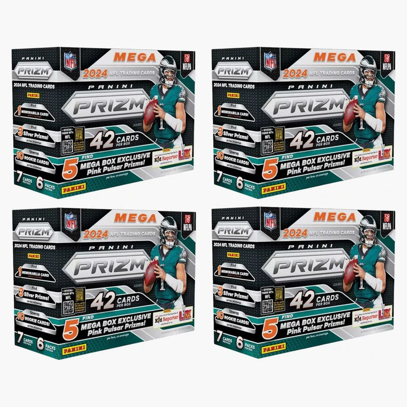 2024 Panini Prizm Nfl Mega Box (pink Pulsar Prizms) 4x Lot