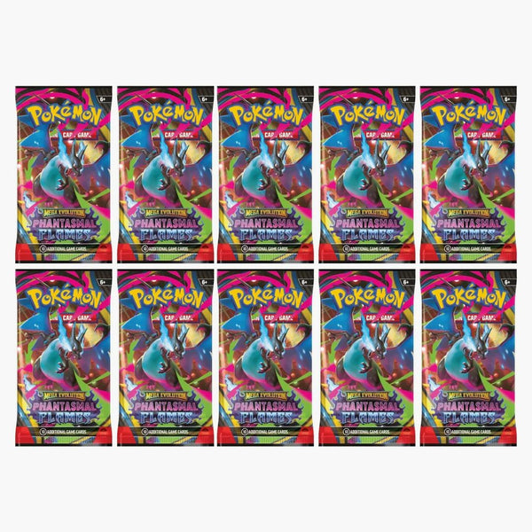 2025 Pokémon Mega Evolution Phantasmal Flames Mega Charizard X Booster Pack 10x Lot