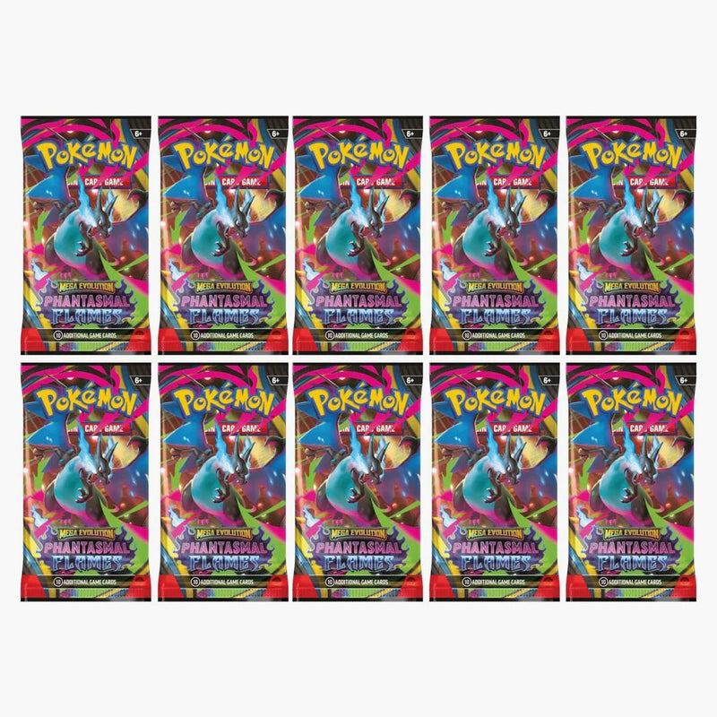 2025 Pokémon Mega Evolution Phantasmal Flames Mega Charizard X Booster Pack 10x Lot