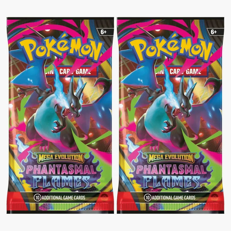 2025 Pokémon Mega Evolution Phantasmal Flames Mega Charizard X Booster Pack 2x Lot