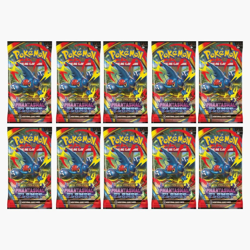 2025 Pokémon Mega Evolution Phantasmal Flames Mega Heracross Booster Pack 10x Lot