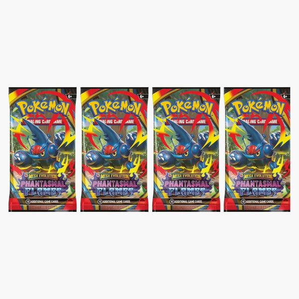 2025 Pokémon Mega Evolution Phantasmal Flames Mega Heracross Booster Pack 4x Lot
