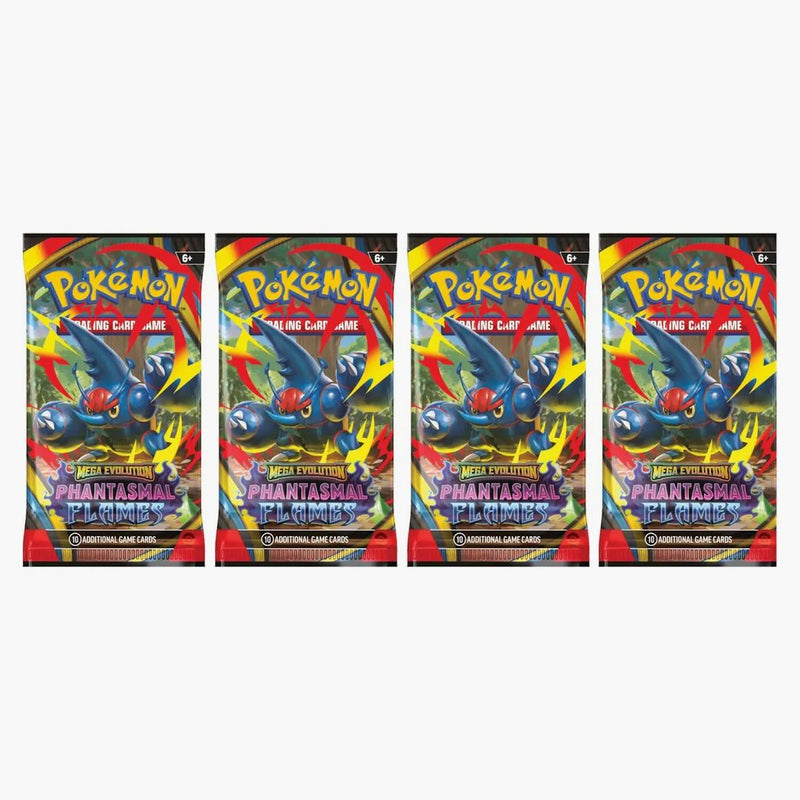 2025 Pokémon Mega Evolution Phantasmal Flames Mega Heracross Booster Pack 4x Lot