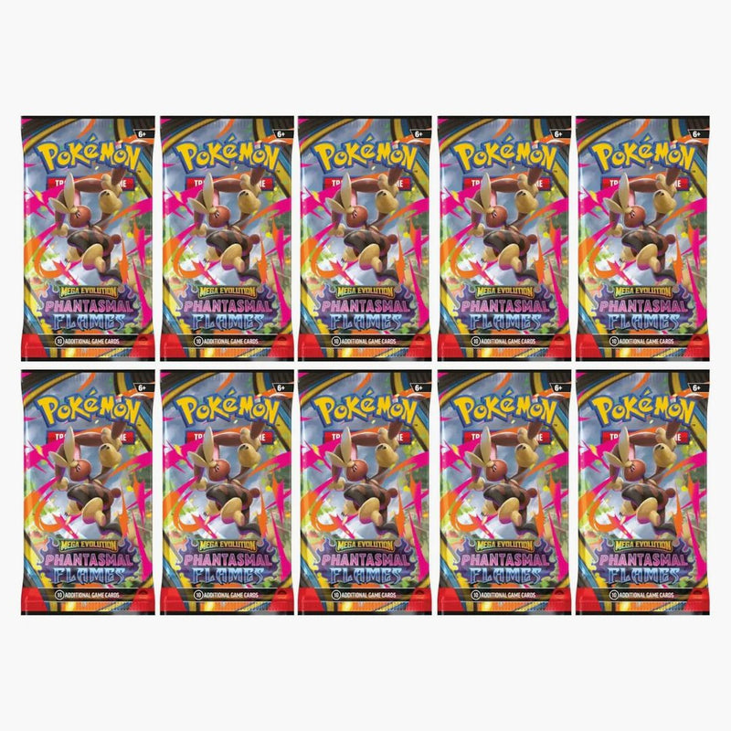 2025 Pokémon Mega Evolution Phantasmal Flames Mega Lopunny Booster Pack 10x Lot