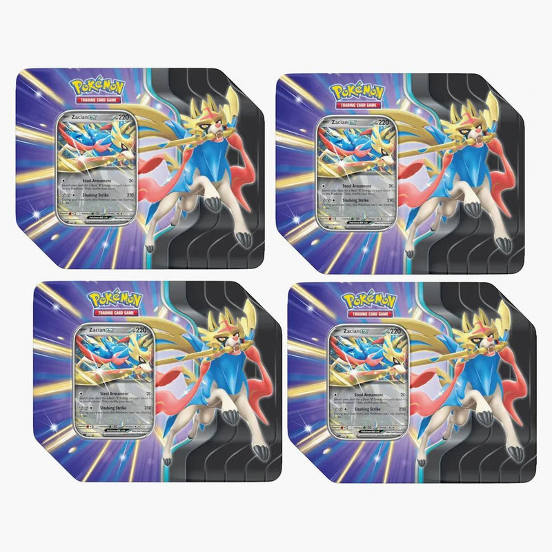 2025 Pokémon Scarlet & Violet Journey Together Zacian Ex Slashing Legends Tin 4x Lot