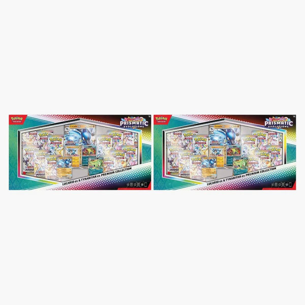 2025 Pokémon Scarlet & Violet Prismatic Evolutions Lucario Ex & Tyranitar Ex Premium Collection (sam's Club Exclusive) 2x Lot