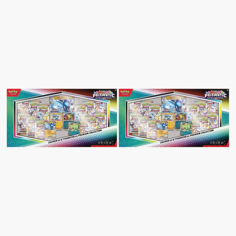 2025 Pokémon Scarlet & Violet Prismatic Evolutions Lucario Ex & Tyranitar Ex Premium Collection (sam's Club Exclusive) 2x Lot