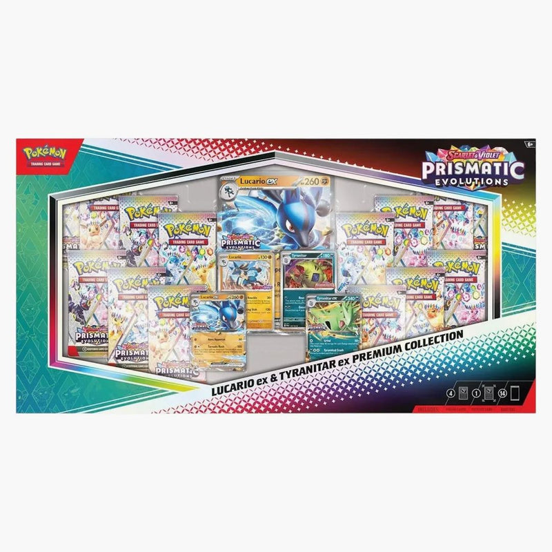 2025 Pokémon Scarlet & Violet Prismatic Evolutions Lucario Ex & Tyranitar Ex Premium Collection (sam's Club Exclusive)