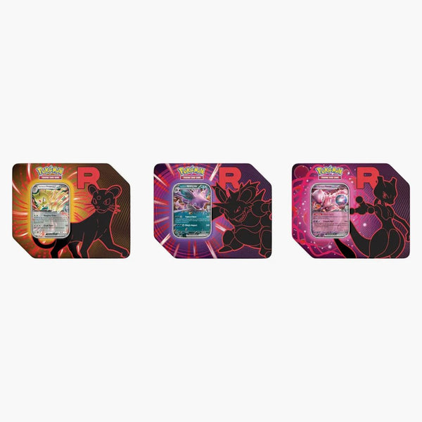 2025 Pokémon Team Rocket Mewtwo Ex/persian Ex/nidoking Ex Tin Case Set (us
