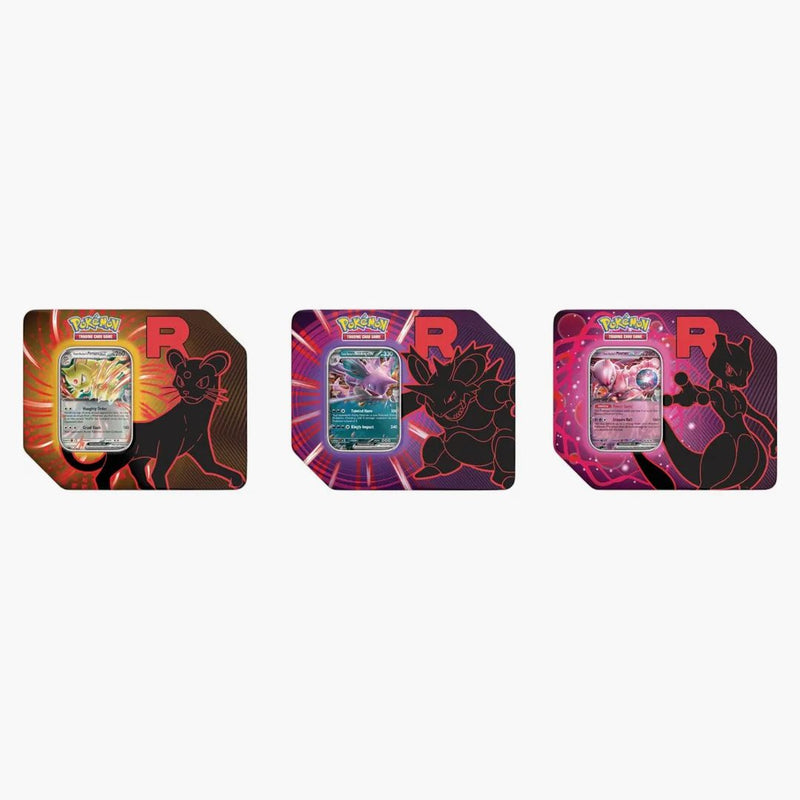 2025 Pokémon Team Rocket Mewtwo Ex/persian Ex/nidoking Ex Tin Case Set (us