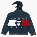 Bape X Tommy Checked Hood 2way Denim Jacket Blue