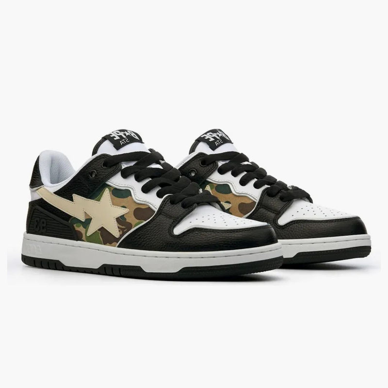 A Bathing Ape Bape Sk8 Sta Black White Embroidery Heel Patch