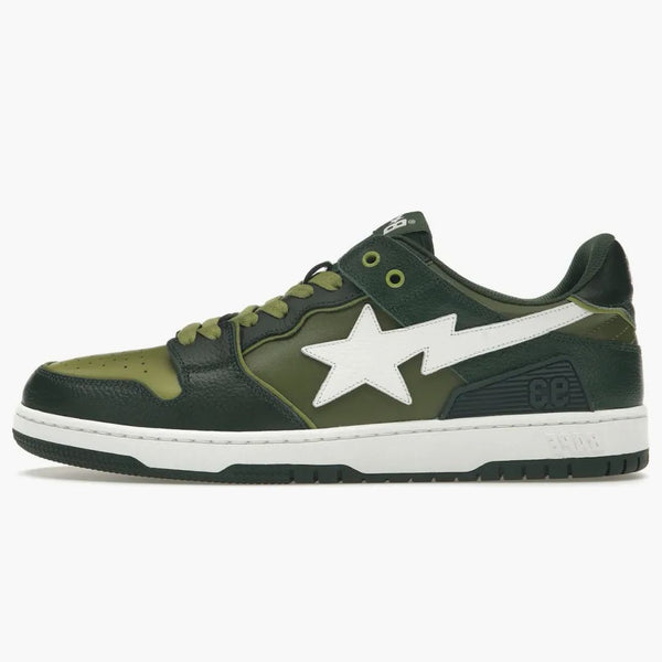 En badape bape sk8 sta grön vit