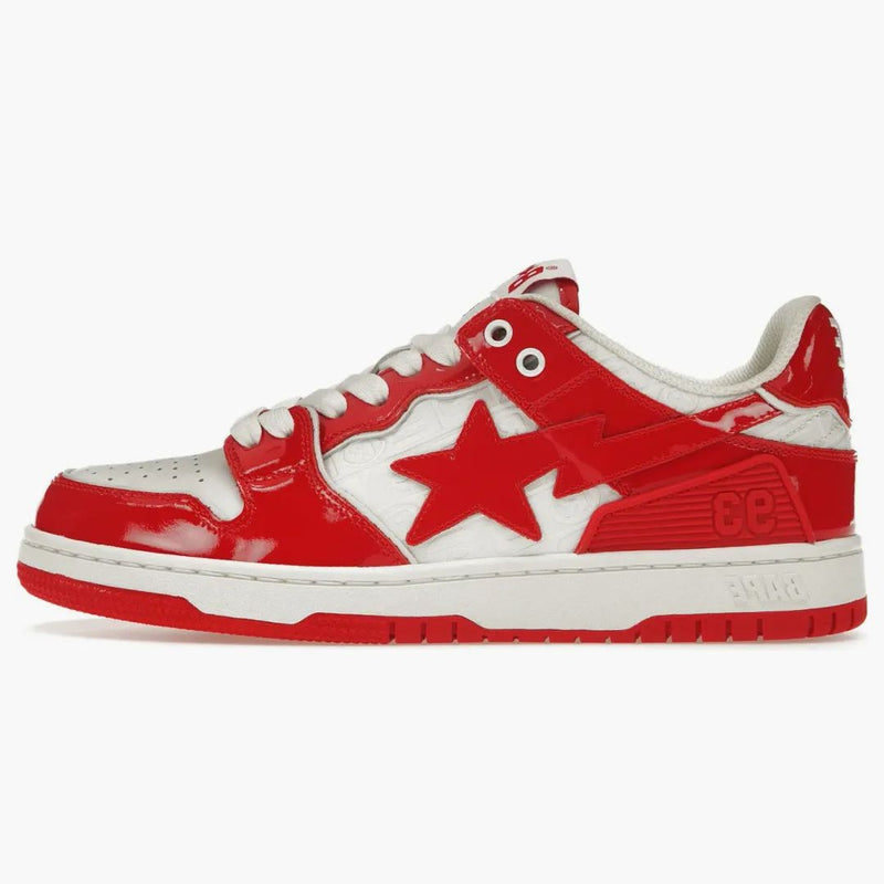 A Bathing Ape Bape Sk8 Sta Red White Patent