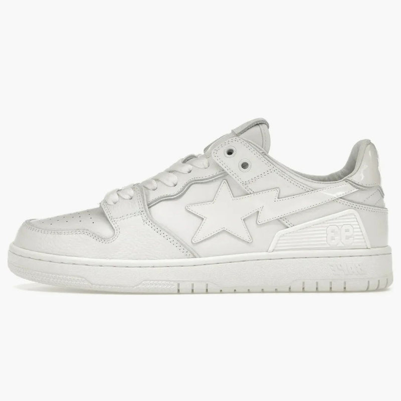 A Bathing Ape Bape Sk8 Sta Triple White Patent Leather Sta Logo
