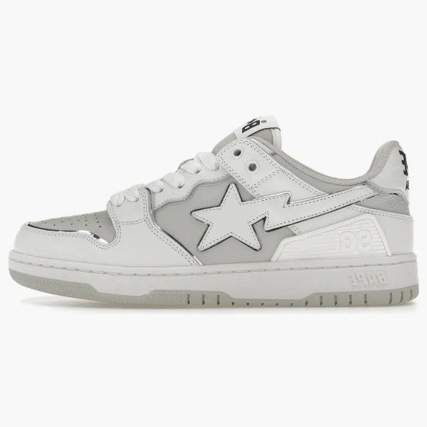 En bada bape sk8 sta vit silver grå