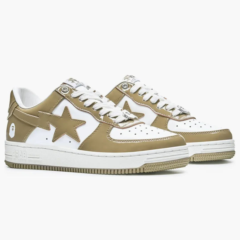 A Bathing Ape Bape Sta Patent Leather White Khaki (2023)