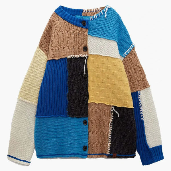 Ader Error X Zara Oversized Patchwork Knit Cardigan Multicolored
