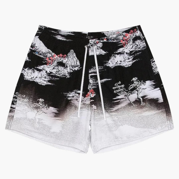 Amiri Aloha Beach Cabana Swin Shorts Black/White/Multi