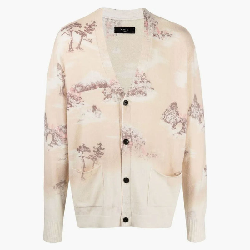 Amiri Aloha Bleached Cashmere Cardigan Siger Canary Yellow