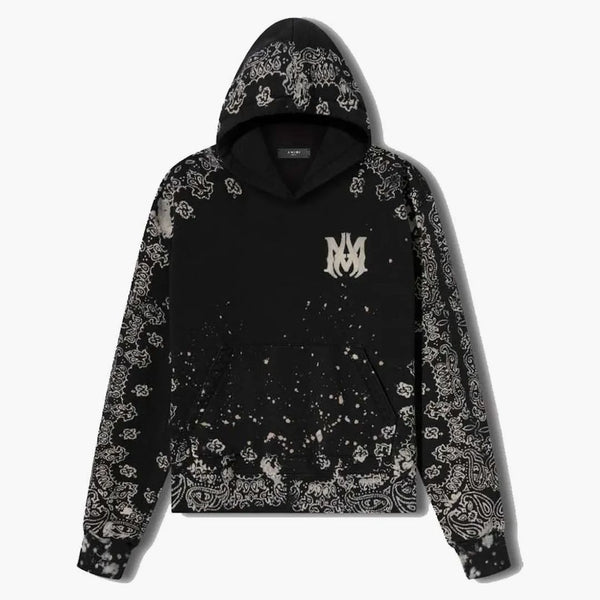 Amiri bandana candeggina in tutta la felpa nera