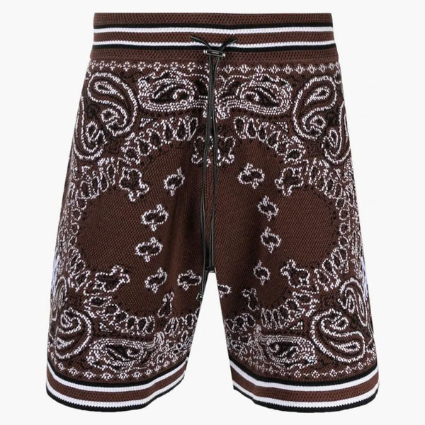 Amiri Bandana Crochet Basketball Shorts tmavě hnědá