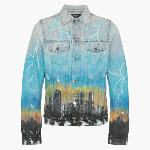 Amiri City Dragon Trucker Trucker Denim Jacket Blue