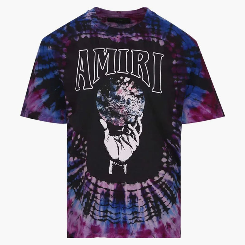 Amiri Crystal Ball Tie-Dye s krátkým rukávem Black/Purple/Blue