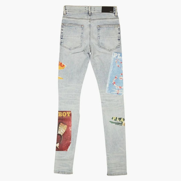Amiri denim playboy časopis Skinny Jeans Blue