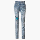Amiri Distressed Mid-Rise Jeans Blue
