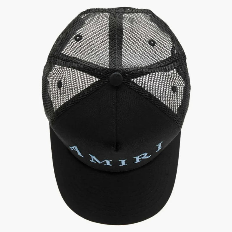 Amiri vyšívaný logo Trucker Cap Black/Carolina Blue