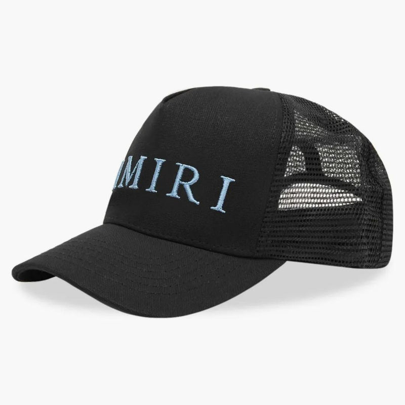 Amiri vyšívaný logo Trucker Cap Black/Carolina Blue