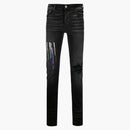 Amiri Embroidered Paint Drip Core Logo Distressed Skinny Jeans Black/Multi