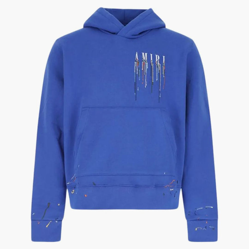 Amiri vyšívané barvy odkapávání jádra Logo Hoodie Blue