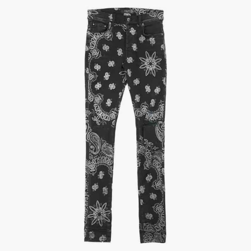 Amiri flocked paisley bandana jean ve věku černý