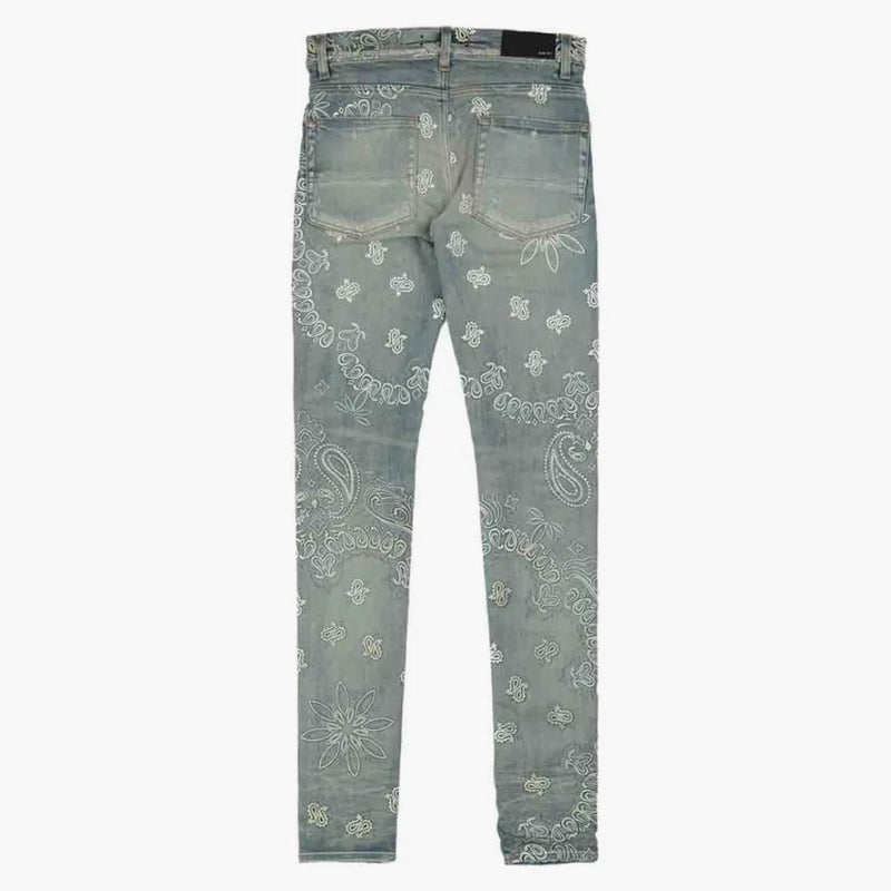 Amiri flocked Paisley Bandana Jean Clay Indigo