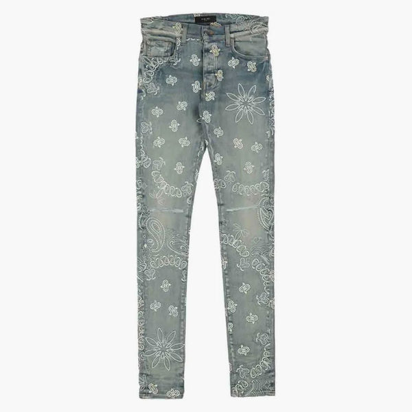 Amiri flocked Paisley Bandana Jean Clay Indigo
