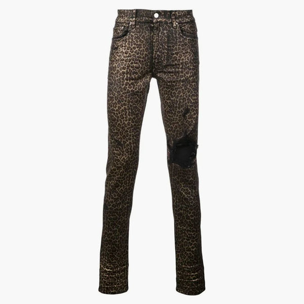 Amiri fólie zlomený leopard Jean Brown