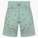 Amiri Leather Bandana Shorts Mint