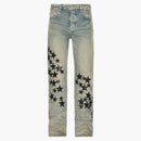 Amiri Leather Star Straight Jeans Clay/Indigo