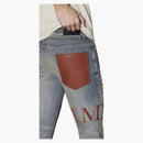 Amiri Leather Stitch Logo Clay Indigo Jean Blue