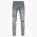 Amiri Leather Stitch Logo Clay Indigo Jean Blue