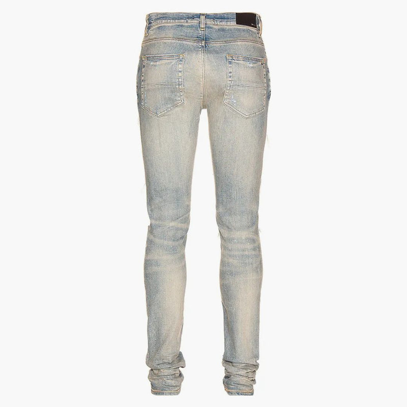 Amiri leopard thrasher hubená fit džíny hlína indigo