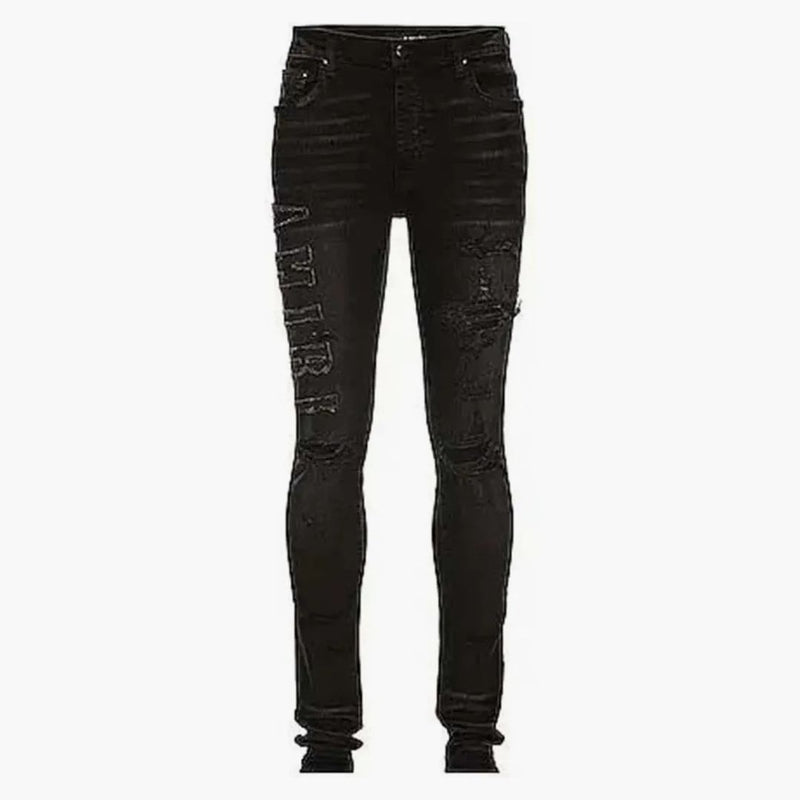 Amiri logo Applique džíny černé