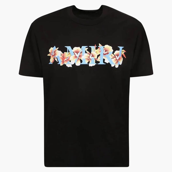Amiri logo tištěné tričko CrewNeck Black