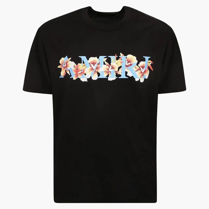 Amiri logo tištěné tričko CrewNeck Black