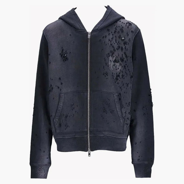 Amiri Ma Logo Shotgun Zip Hoodie Faded Black