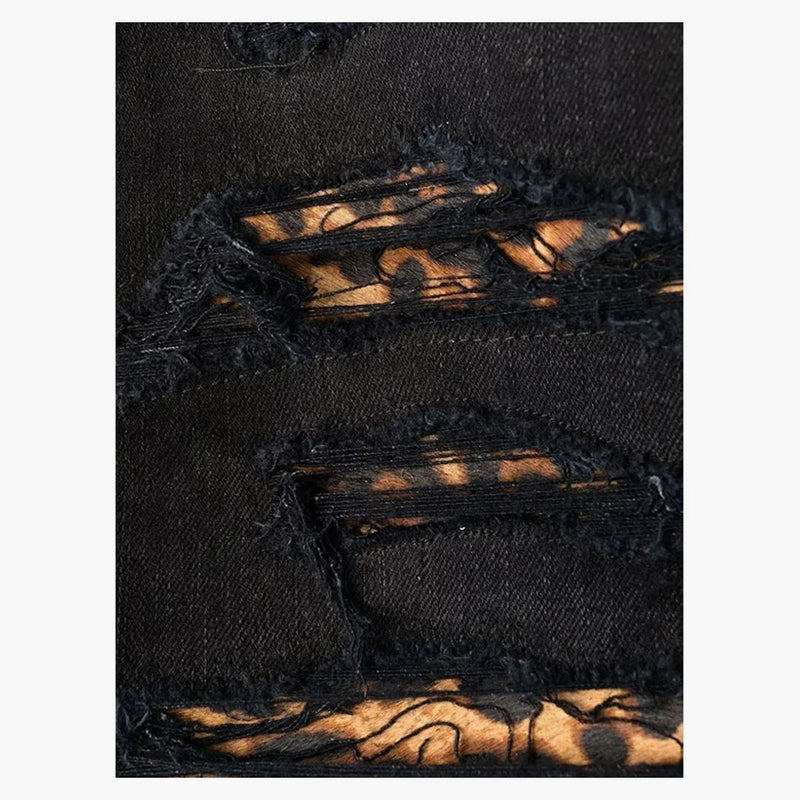 Amiri Mx1 Mid Rise Skinny Jeans Black/Leopard Print