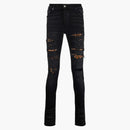 Amiri MX1 Mid Rise Skinny Jeans Black/Leopard Print